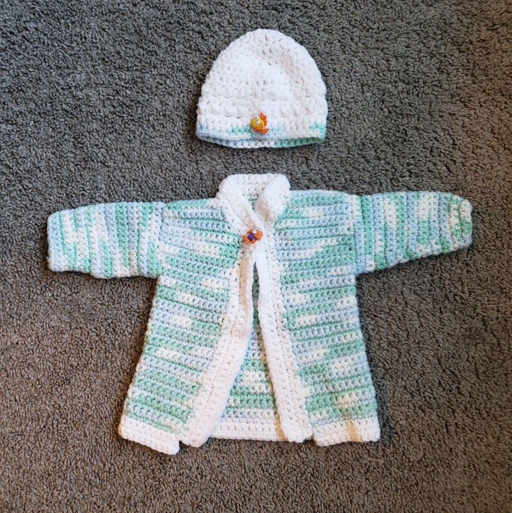 Baby knitted robe & hat